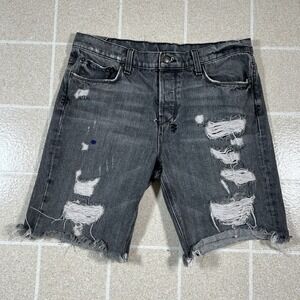 Ksubi Chitch Boneyard Distressed Denim Jean Shorts 32 Knee Holes
